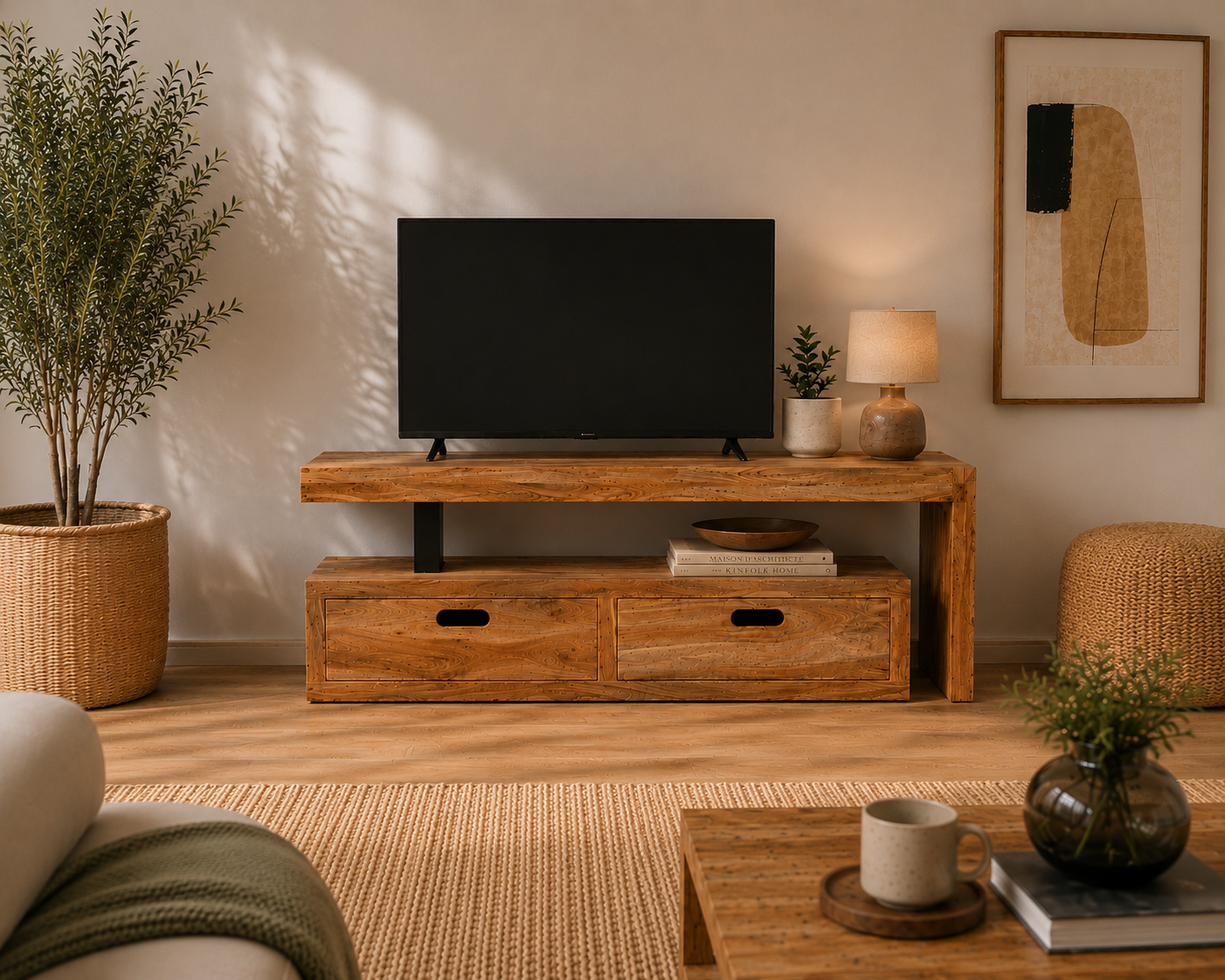 Meuble TV en Bois Naturel Image