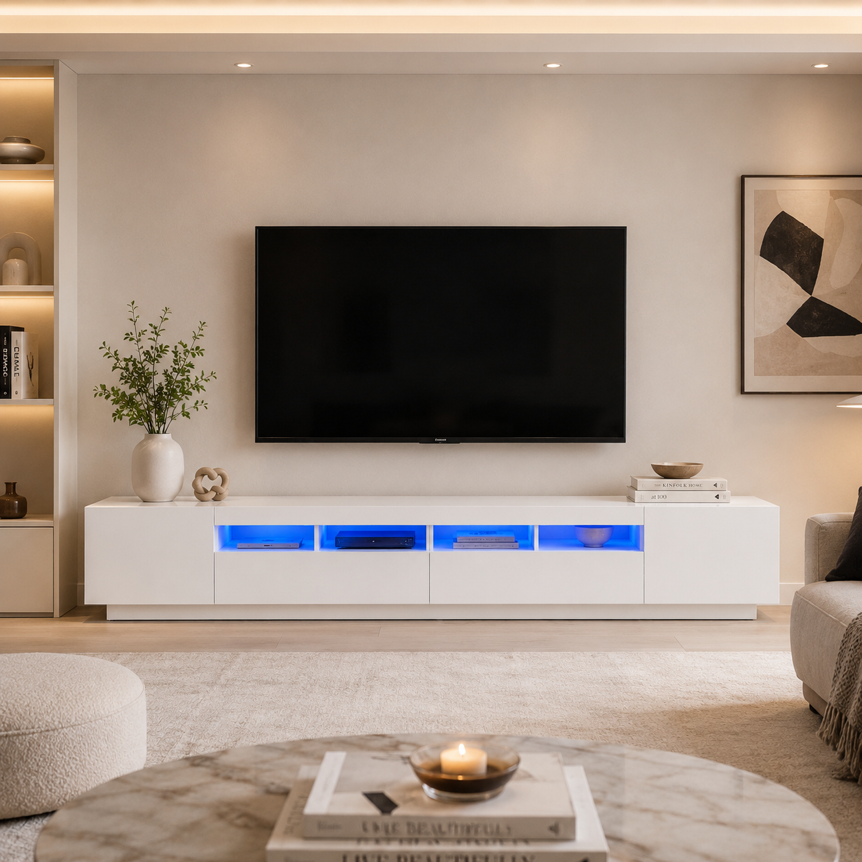 Meuble TV en Bois Blanc Image