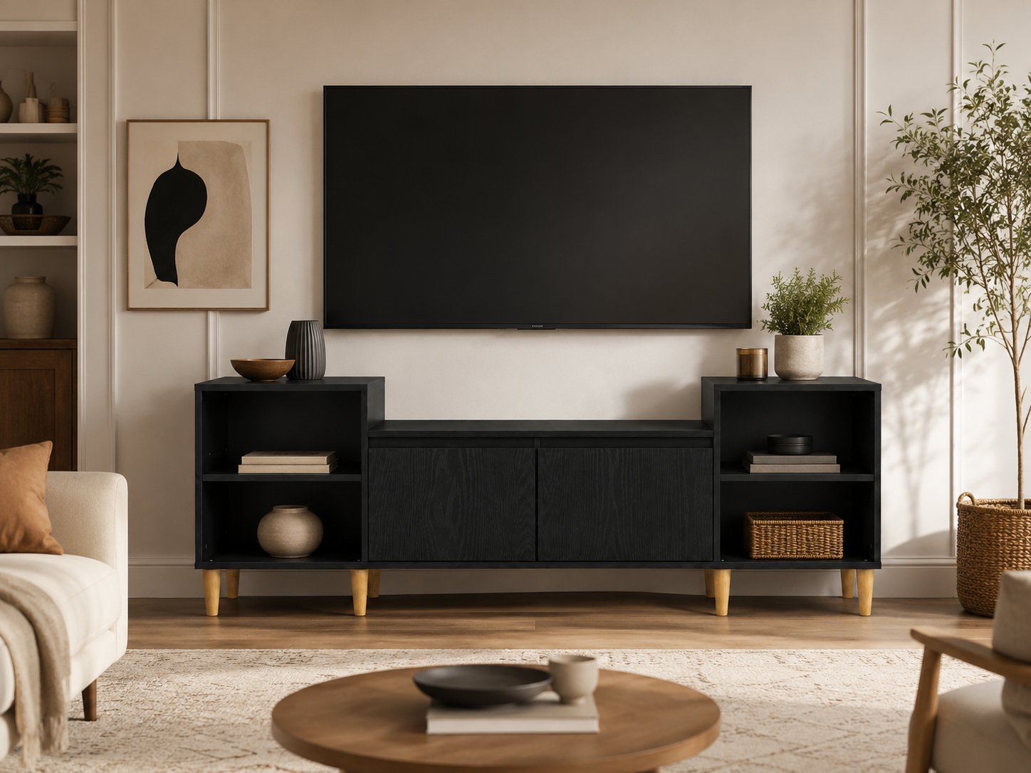 Meuble TV en Bois Noir Image