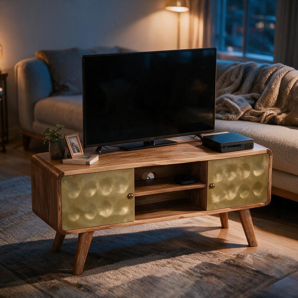 Meuble TV Rétro en Bois de Manguier