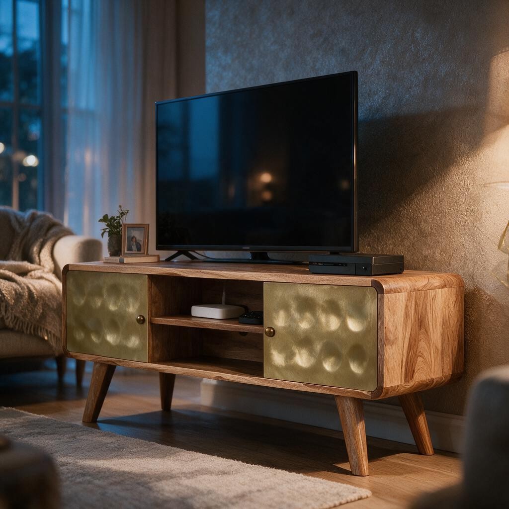 Meuble TV Rétro en Bois de Manguier