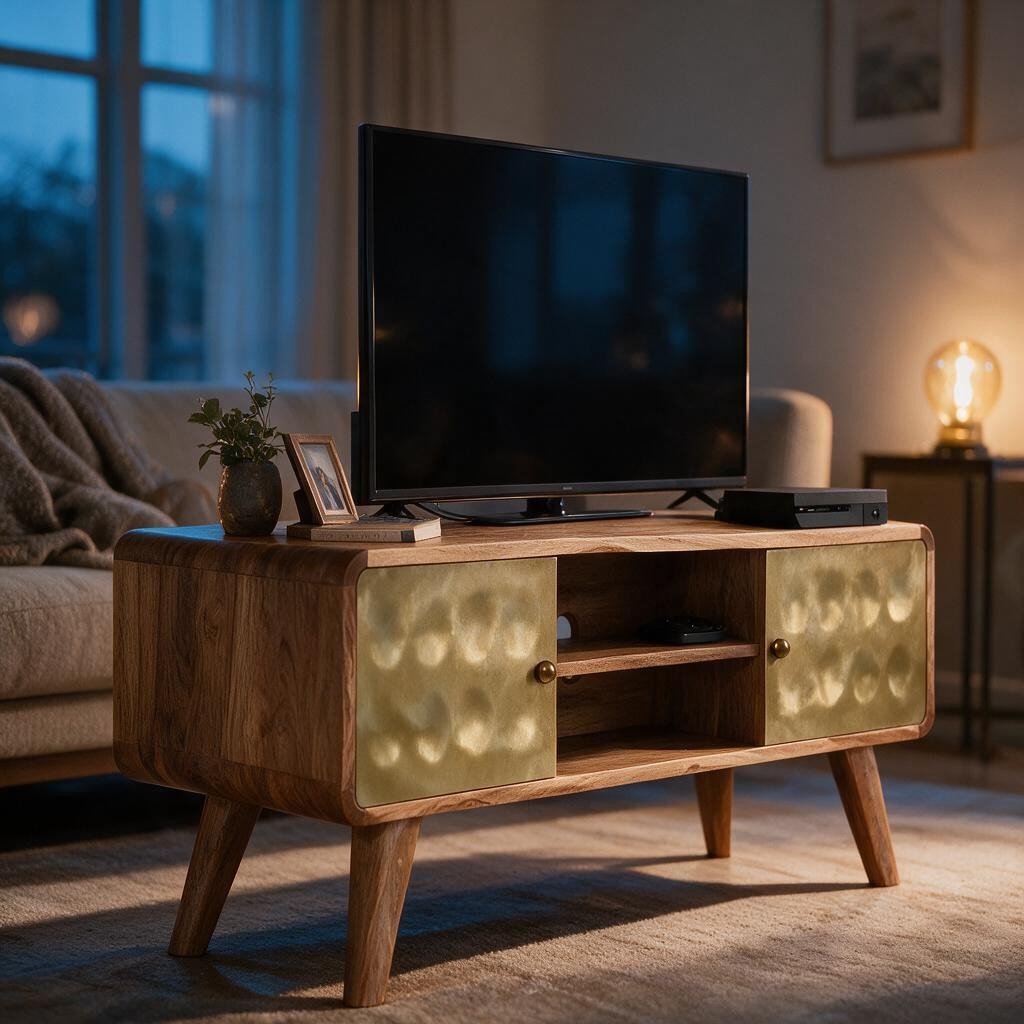 Meuble TV Rétro en Bois de Manguier