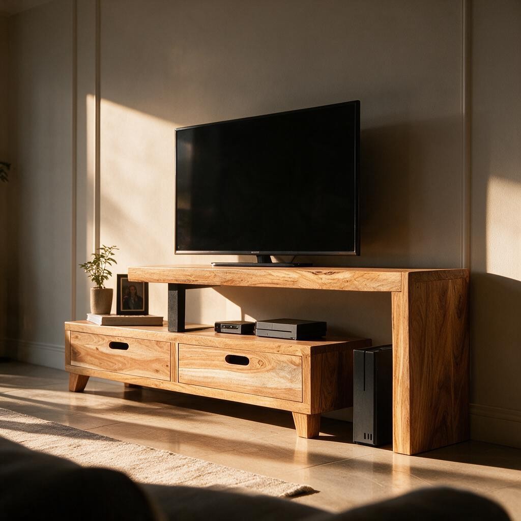 Meuble TV Extensible en Bois d'Acacia Clair