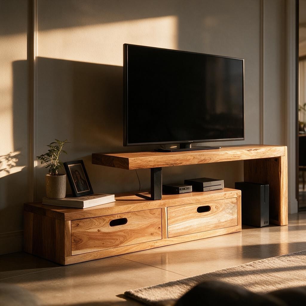 Meuble TV Extensible en Bois d'Acacia Clair
