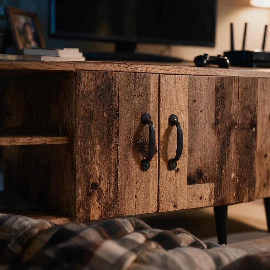 Meuble TV Industriel en Bois – Teinte Marron