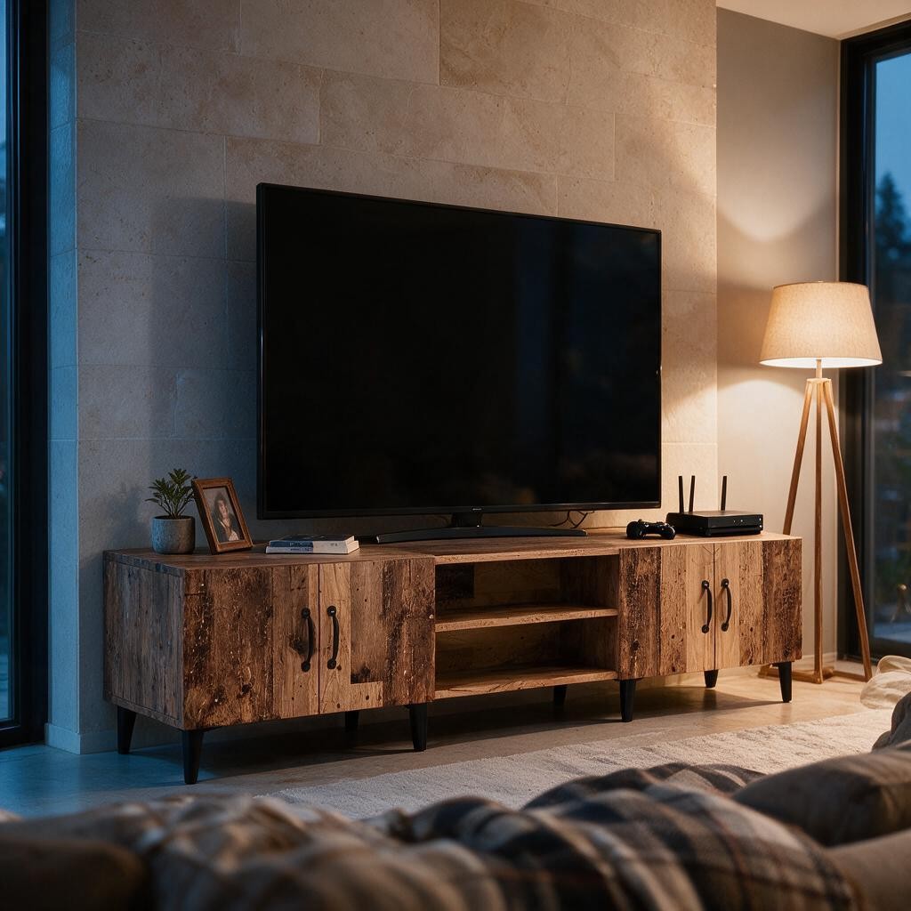 Meuble TV Industriel en Bois – Teinte Marron