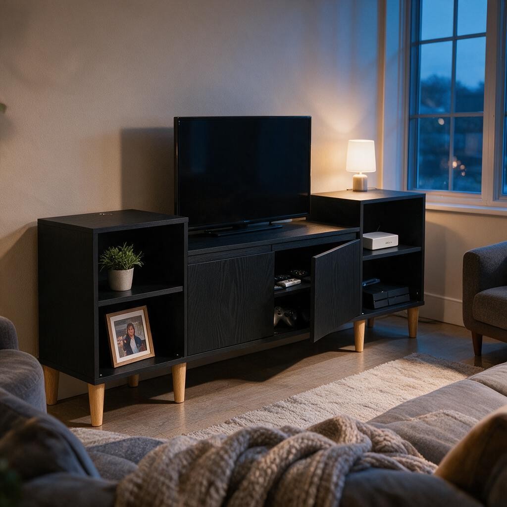 Meuble TV Noir Scandinave – Pieds Coniques