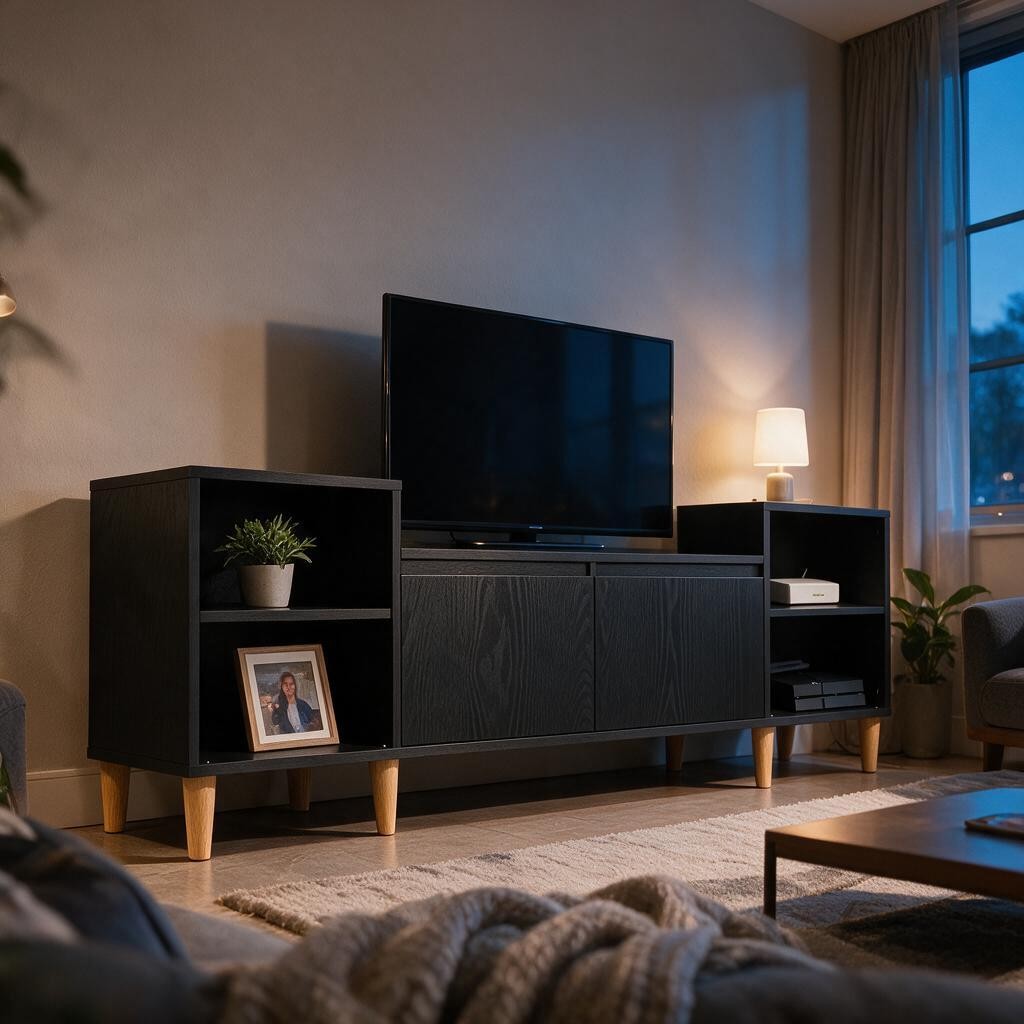 Meuble TV Noir Scandinave – Pieds Coniques