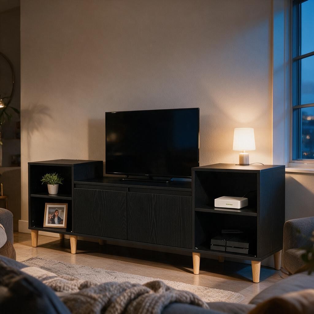 Meuble TV Noir Scandinave – Pieds Coniques