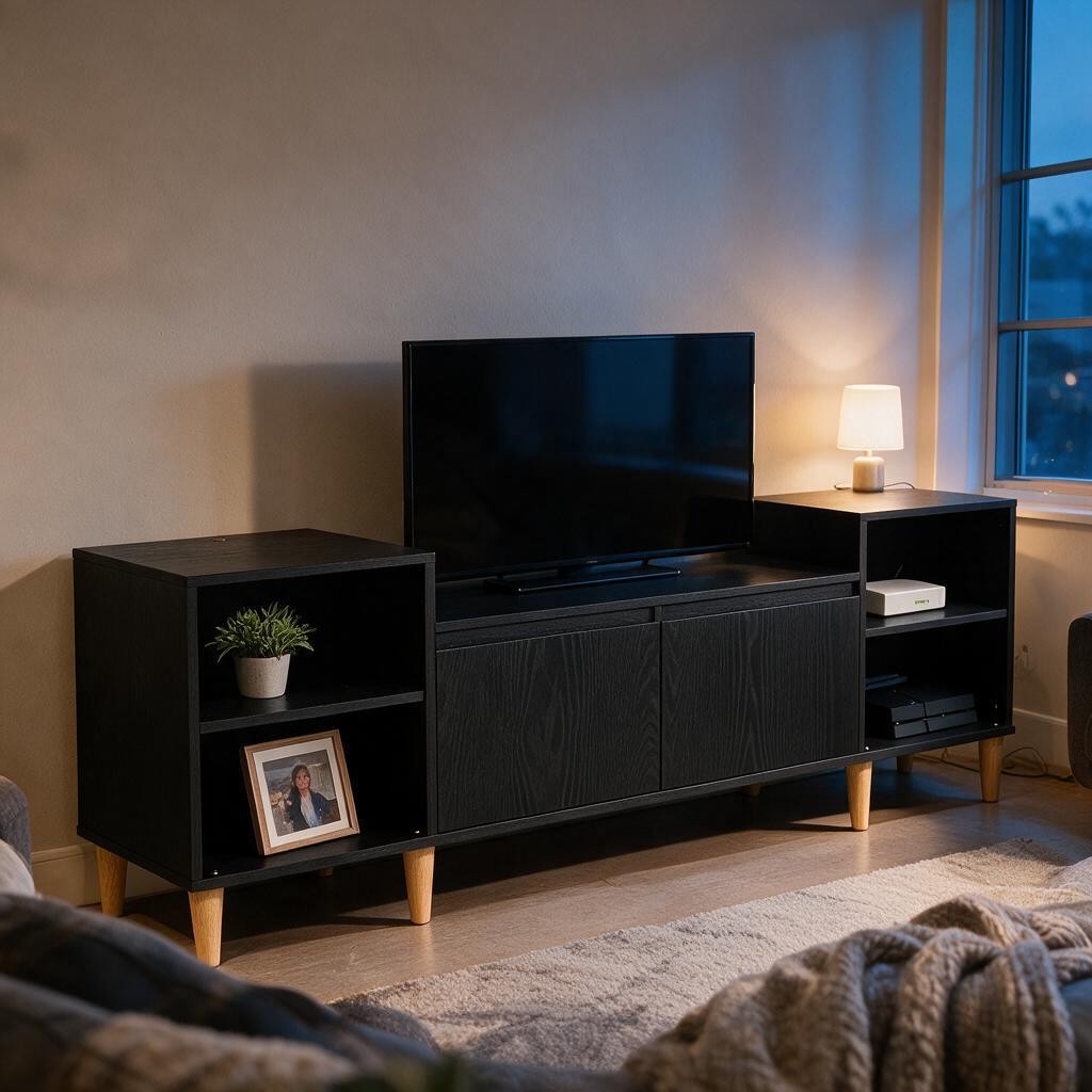 Meuble TV Noir Scandinave – Pieds Coniques