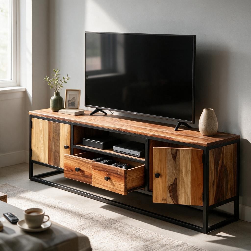 Meuble TV Industriel en Bois de Récupération