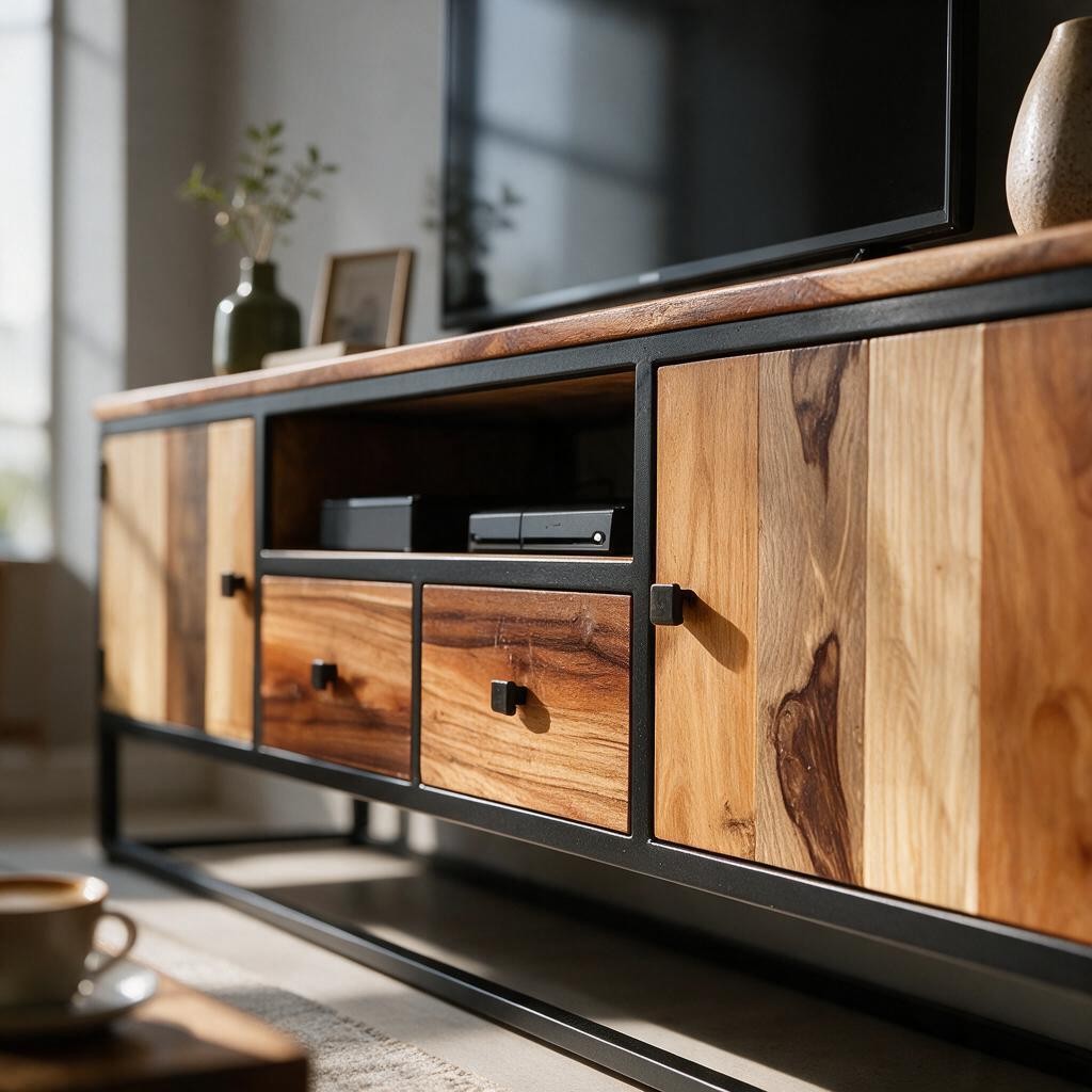 Meuble TV Industriel en Bois de Récupération
