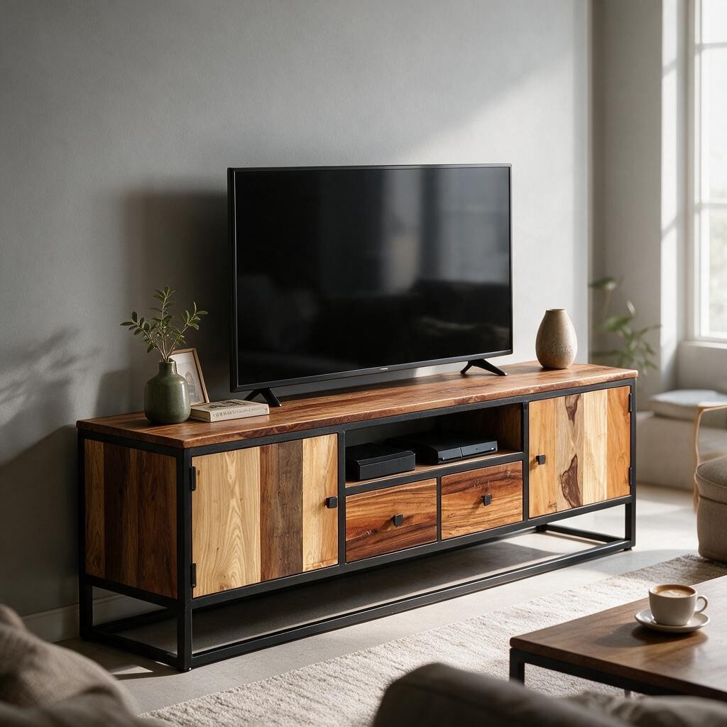 Meuble TV Industriel en Bois de Récupération